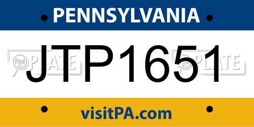JTP1651 Pennsylvania License Plate