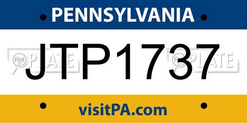 JTP1737 Pennsylvania License Plate