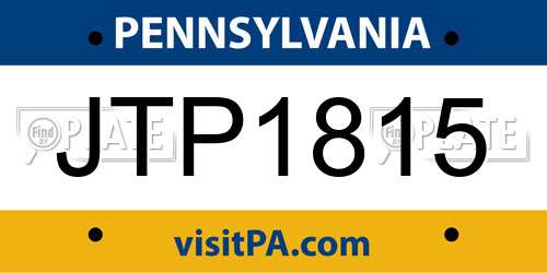 JTP1815 Pennsylvania License Plate