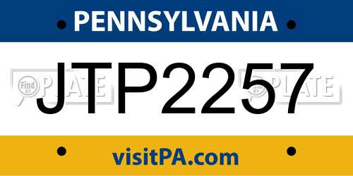 JTP2257 Pennsylvania License Plate