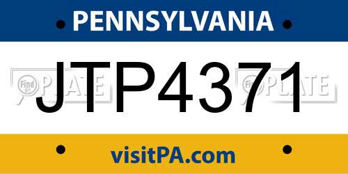 JTP4371 Pennsylvania License Plate