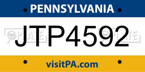 JTP4592 Pennsylvania License Plate