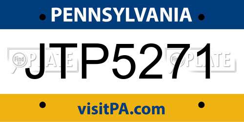 JTP5271 Pennsylvania License Plate