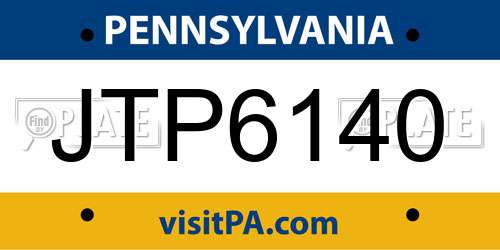 JTP6140 Pennsylvania License Plate