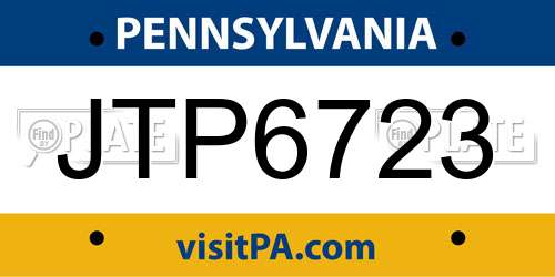 JTP6723 Pennsylvania License Plate