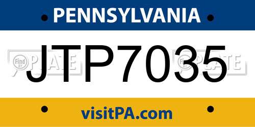 JTP7035 Pennsylvania License Plate