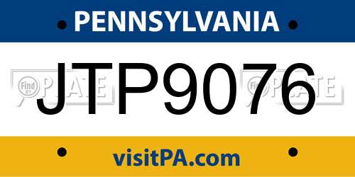 JTP9076 Pennsylvania License Plate