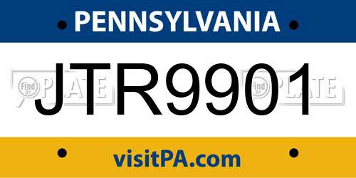 JTR9901 Pennsylvania License Plate