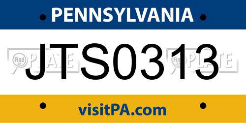 JTS0313 Pennsylvania License Plate