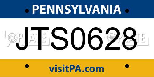JTS0628 Pennsylvania License Plate
