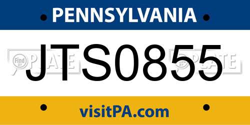 JTS0855 Pennsylvania License Plate