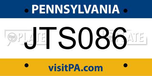 JTS086 Pennsylvania License Plate