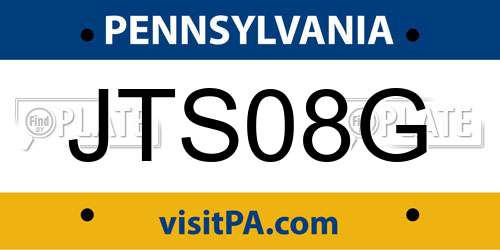 JTS08G Pennsylvania License Plate