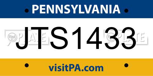 JTS1433 Pennsylvania License Plate