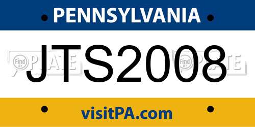 JTS2008 Pennsylvania License Plate