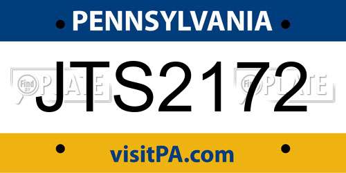 JTS2172 Pennsylvania License Plate