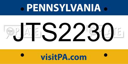 JTS2230 Pennsylvania License Plate