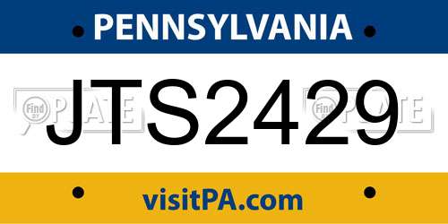 JTS2429 Pennsylvania License Plate