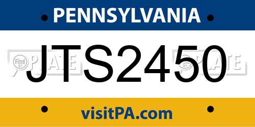 JTS2450 Pennsylvania License Plate