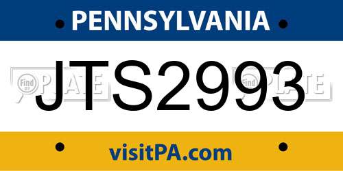 JTS2993 Pennsylvania License Plate