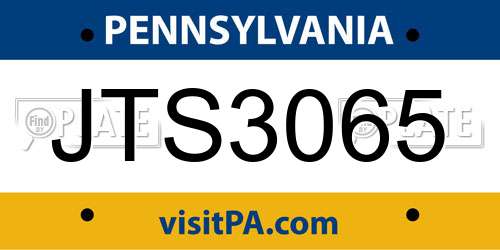 JTS3065 Pennsylvania License Plate
