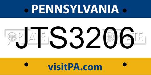 JTS3206 Pennsylvania License Plate