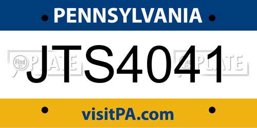 JTS4041 Pennsylvania License Plate