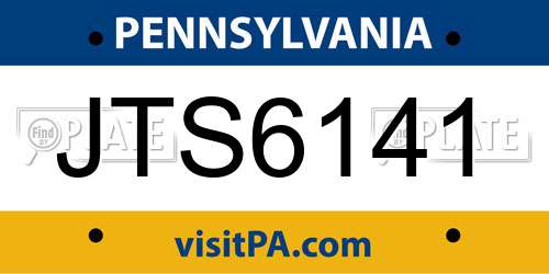 JTS6141 Pennsylvania License Plate