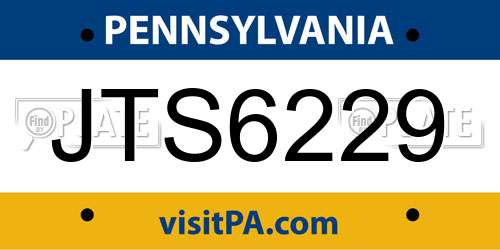 JTS6229 Pennsylvania License Plate
