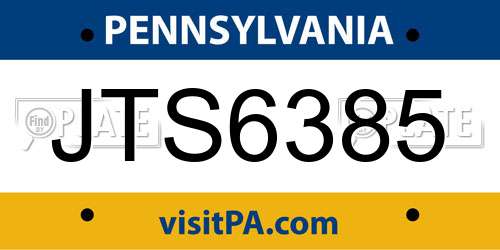 JTS6385 Pennsylvania License Plate