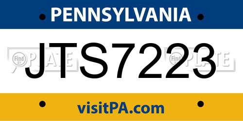 JTS7223 Pennsylvania License Plate