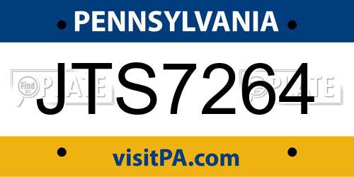 JTS7264 Pennsylvania License Plate