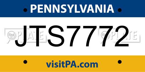 JTS7772 Pennsylvania License Plate
