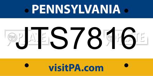 JTS7816 Pennsylvania License Plate