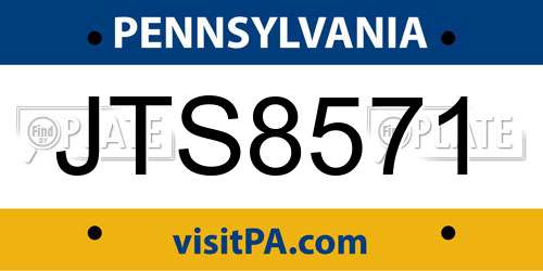 JTS8571 Pennsylvania License Plate