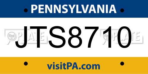 JTS8710 Pennsylvania License Plate