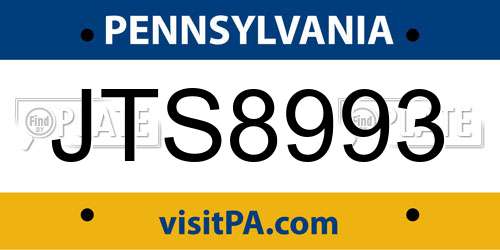 JTS8993 Pennsylvania License Plate