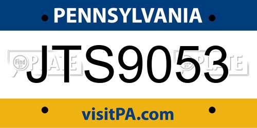 JTS9053 Pennsylvania License Plate