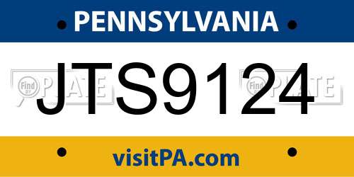 JTS9124 Pennsylvania License Plate