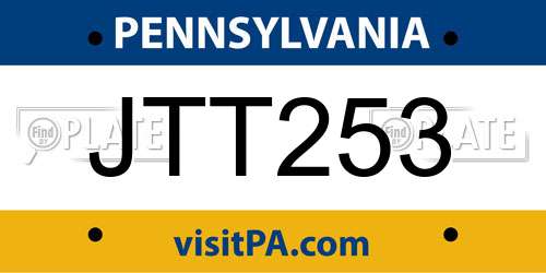JTT253 Pennsylvania License Plate