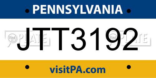 JTT3192 Pennsylvania License Plate