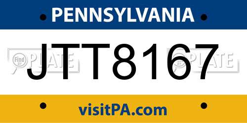 JTT8167 Pennsylvania License Plate