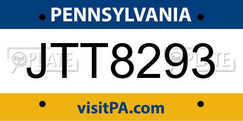 JTT8293 Pennsylvania License Plate