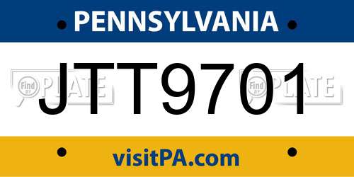JTT9701 Pennsylvania License Plate
