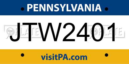 JTW2401 Pennsylvania License Plate
