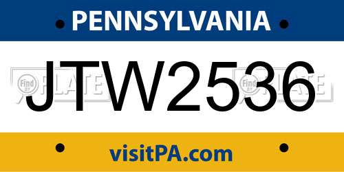 JTW2536 Pennsylvania License Plate