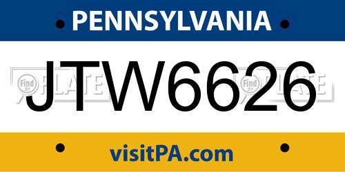 JTW6626 Pennsylvania License Plate