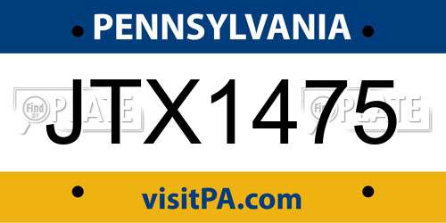 JTX1475 Pennsylvania License Plate
