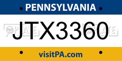 JTX3360 Pennsylvania License Plate