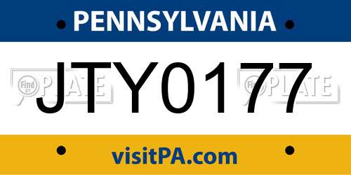 JTY0177 Pennsylvania License Plate